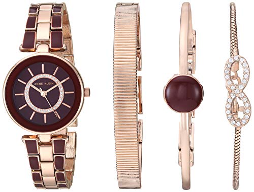 ANNE KLEIN Relógio e pulseira de cristal Swarovski para mulher