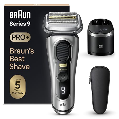 Braun Série 9 Pro máquina de barbear elétrica para homem, máquina de barbear barba, centro de limpeza SmartCare, seco e molhado, 9567cc, prata