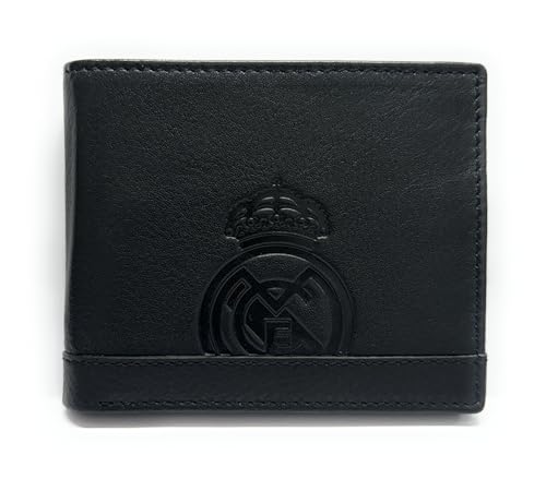 LUGUPELL Carteira oficial do Real Madrid - pele 100% legítima com proteção RFID, design exclusivo com escudo do clube. Presente para homem., multicolorido, Clássico