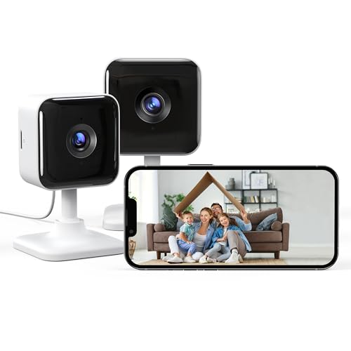 GNCC Câmara de vigilância doméstica WiFi 1080P, 2 pacotes câmara bebé, visão noturna melhorada, alarme em tempo real, deteção de movimento / som, áudio bidirecional, armazenamento SD e nuvem