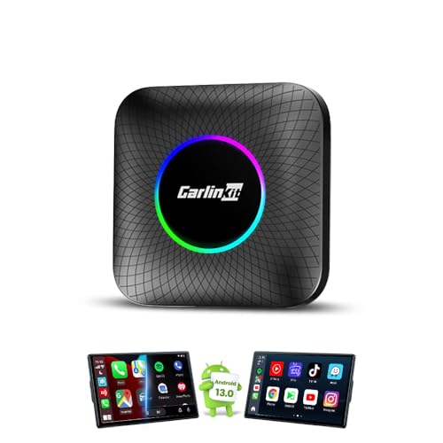 CarlinKit AIBox sem fios Carplay/Android versão Auto LED do adaptador, adequado para modelos CarPlay com cabo, sistema Android 13.0 8 + 128G incorporado, compatível com Youtube, Netflix, etc.