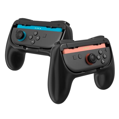 Tixlux Juego de 2 Empuñaduras para JoyCon – Compatibles con Nintendo Switch 2, Soportes Ergonómicos de Confort, Botones SL/SR Sensibles, Ajuste Antideslizante, Fácil Instalación