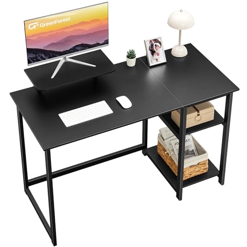 GreenForest Mesa de computador 120 x 55 cm, mesa de computador portátil com armazenamento para controlador, mesa de estudo para escritório em casa, preto
