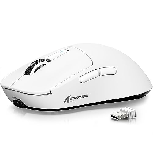 ATTACK SHARK X3 - Rato ultraleve de 49 g, sensor de jogos PixArt PAW3395, BT/2,4 G, sem fio/com cabo, 26000 DPI, bateria de 200 horas, ratos de escritório para Win11/Xbox/PS/Mac (branco)