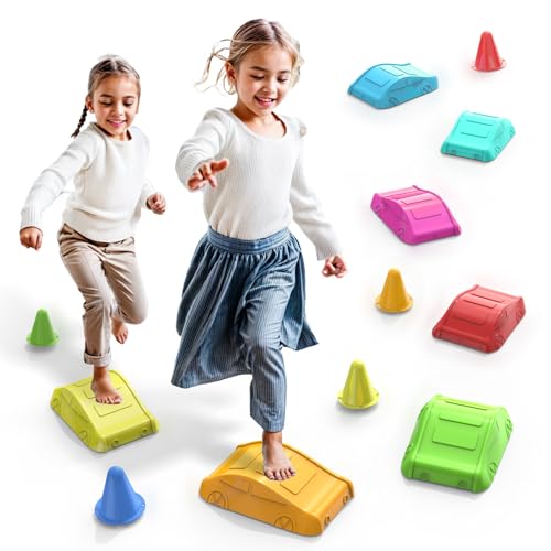 Tigerhu Pedras de equilíbrio para crianças, conjunto de 7 peças, Balance Board para crianças até 120 kg, jogos de jardim para crianças ao ar livre, presente para crianças a partir dos 3 anos