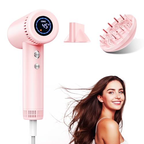 Haokoo Secador de cabelo profissional iónico - secagem rápida em 1 minuto, 9 temperaturas, 160000 RPM secador de alta velocidade com difusor de 500 milhões de iões, auto-limpeza, para casa, viagens