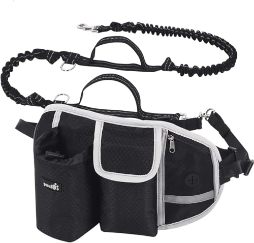 Pecute Trela para cão mãos livres para cães até 110 kg de absorção de choque, confortável, costura refletora, ideal para corrida, corrida e caminhada