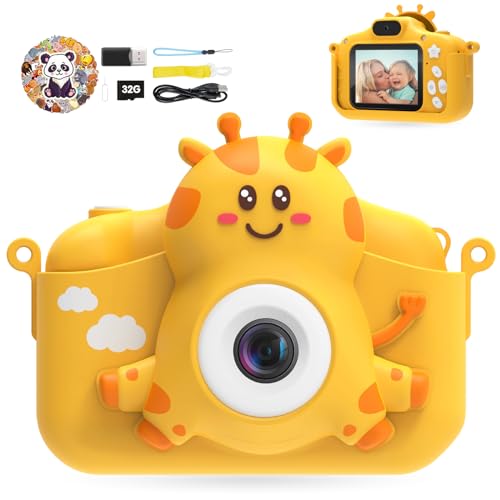 TIATUA Câmara com fotos infantis, 1080P HD Selfie vídeo câmara de fotos para crianças, câmara de vídeo infantil com ecrã de 2,0" e cartão de 32 GB, câmara digital para crianças presentes para crianças
