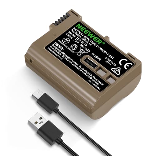 NEEWER 2400 mAh EN-EL15c Bateria de substituição para câmara Nikon Zf Z8 Z7 II Z6 II Z5, 1,9 horas carregamento completo com carregamento rápido USB tipo C compatível com Nikon D850 D810 D780 D750