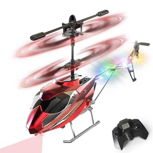 VATOS RC Helicóptero - Helicóptero telecomandado 2,4 G com luz LED, altura fixa, decolagem com uma única tecla, aviões RC para interiores presentes de festa ideais para meninos e meninas