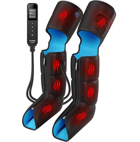 FIT KING Massajador de pernas botas pressoterapia pernas com compressor de calor para pernas e pés relaxamento muscular ajuda a prevenir cãibras e inchaço circulação sanguínea