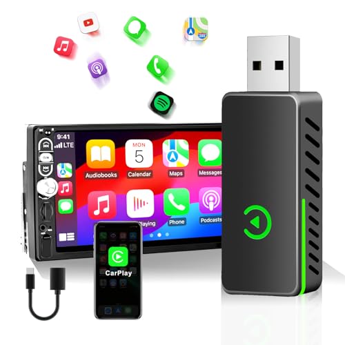 ZKJAYOE Adaptador sem fios CarPlay Universal, Dongle USB que converte CarPlay de cabo a sem fio, CarPlay Wireless Stick 5,8 GHz, compatível com iOS 10+