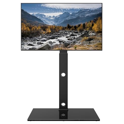 BONTEC Suporte para TV de pé para ecrãs de 30 a 70 polegadas com curvas rasas, Plasma OLED LCD LED até 40 kg, suporte de chão para TV de altura ajustável, VESA máximo 600 x 400 mm