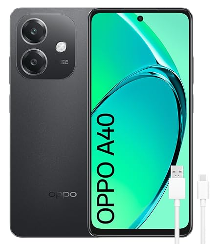 OPPO A40 Smartphone livre, 8 GB (4 GB + 4 GB) 128GB, ecrã HD LCD 6,7", câmara 50 + 2 8 MP, Android, bateria 5100 mAh, carregamento rápido 45 W - preto