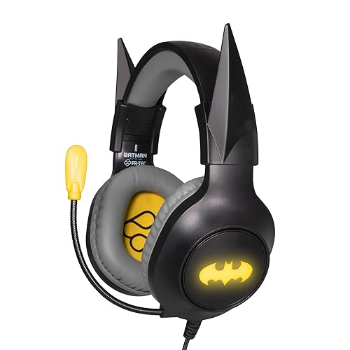 FRTEC - Auriculares Gaming Batman com cabo e luz LED RGB, para Playstation 5, PS4, Xbox Series X/S, Xbox One, Nintendo Switch, PC, Mac