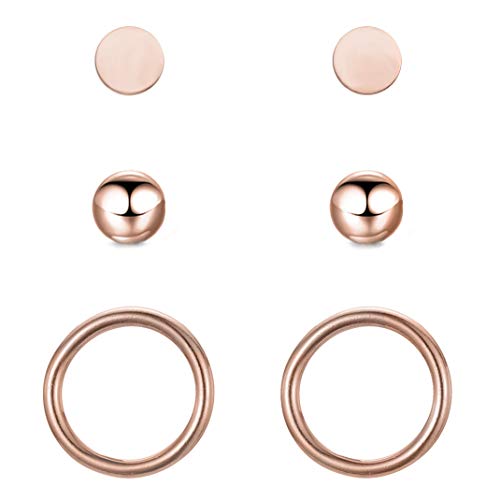 BONNYBIRD® Brincos femininos de aço cirúrgico - brincos hipoalergénicos e impermeáveis em prata, ouro e rosa