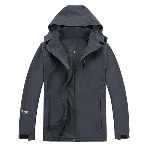 Ynport Crefreak Homem casaco impermeável para chuva ao ar livre impermeável fato de chuva à prova de vento com capuz removível e bolso com fecho de correr