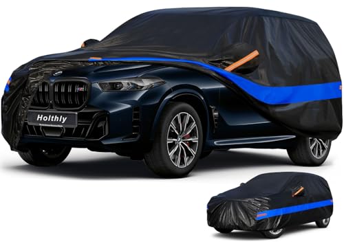 Holthly Capa de carro SUV exterior impermeável, cobertura de carro 4 x 4 de 10 camadas, cobertura de carro protetor de sol, capa para carro adequada para Audi Q7, BMW X5, Mercedes GLE, Porsche