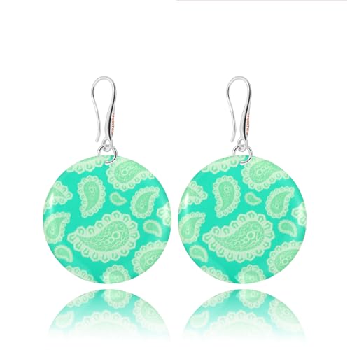 Pendientes Colgantes Sencillos Modernos Redondo; Joyería para Mujer (Estilo 21 - Turquesa)