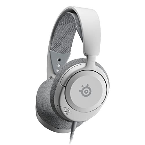 SteelSeries Arctis Nova 1 Capacetes de jogo com cabo multisistema, controladores Hi-Fi, áudio espacial de 360°, almofadas de espuma com memória, ultraleves, PC, PS5, PS4, Xbox - branco