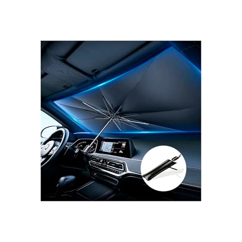 Guarda-sol carro dianteiro, guarda-chuva para-sol, tamanho 140 x 75 cm, para sol carro dianteiro dobrável, guarda-sol interior, protetor solar automático, design V em retrovisor (115 x 60)