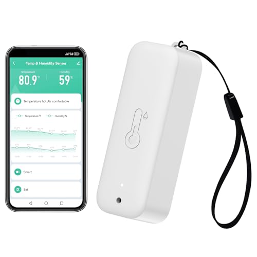 Termómetro higrómetro WiFi, medidor inteligente de temperatura e humidade com APP de monitor remoto, sensor de temperatura e humidade em interiores com exportação de dados, compatível com Alexa. 1