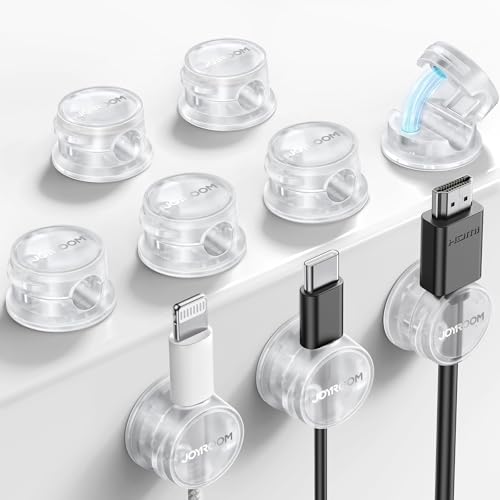 JOYROOM 9 unidades de suportes para cabos, organizador de cabos, organizador de cabos magnético, suporte autocolante para secretária, mesa de cabeceira, cabo de carregamento, HDMI, USB, cabo de áudio,