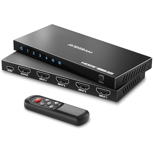 HDMI 2.1 Switch 8K, AVIDGRAM HDMI comutador 4 em 1 out, 4 saída 4K 120Hz Auto HDMI Seletor Hub suporte 8K@60Hz 48Gbps para Xbox PS4 PS5 Roku HDTV Monitor projetor projetor