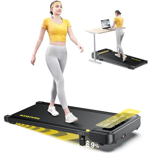 Almofada Toputure 9% inclinada fita de corrida, 2,5 HP casa elétrica fita de correr debaixo da mesa, magnético controlo remoto Bluetooth App, LED ecrã