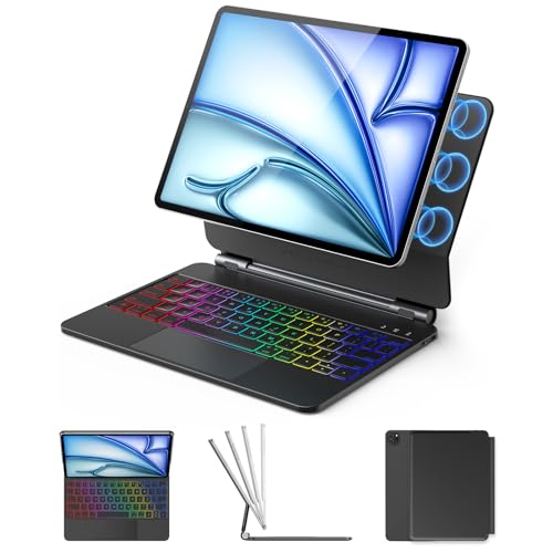 KBCASE Teclado para ar de 11 polegadas (M2 2024/M3 2025), teclado magnético para Pro de 11 (4/3/2/1) & Air 5th/4th Gen, ultra fino e ultra-luz, função Auto-Sleep/Wake, espanhol Design