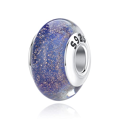 Nbsameng Charm em vidro de murano, pendente transparente para pulseira e corrente para mulher, flor encantos de prata 925%, miçangas compatíveis Pandora Gnoce e Trollbeads