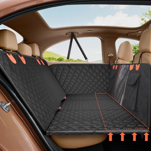 Gimars Melhora 157 x 132 cm parte inferior rígida extensão capa carro cão suporta 181 kg, impermeável antiderrapante protetor assentos com malha janelas segurança cintos para automóvel SUV camião