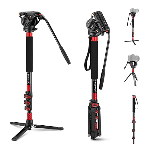 NEEWER Monopod para câmara de 71,6 polegadas, monopé telescópico de fibra de carbono com placa de desbloqueio rápido, para DJI RS Gimbals, base removível para câmara de vídeo, carga máxima de
