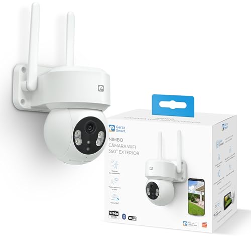 Garza Smart - Câmara de vigilância WiFi IP de 360º exterior inteligente. 1296P com visão noturna, áudio bidirecional, deteção de movimento, controlo por aplicação.