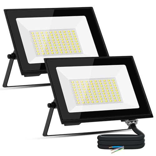 Aigostar Foco LED para exterior 50 w 4500 LM, projetor de holofote LED exterior impermeável IP65, 6500 K, branco frio para garagem, jardim, pátio, parque. 2 unidades