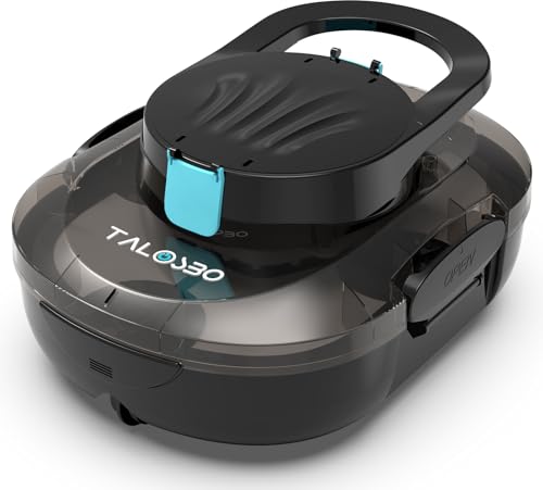 TALOSBO Pleco S1 Robot Limpeza de fundos de piscina, motor duplo, 80 min de limpeza, com filtragem de 180 μm, estacionamento automático, para piscinas elevadas