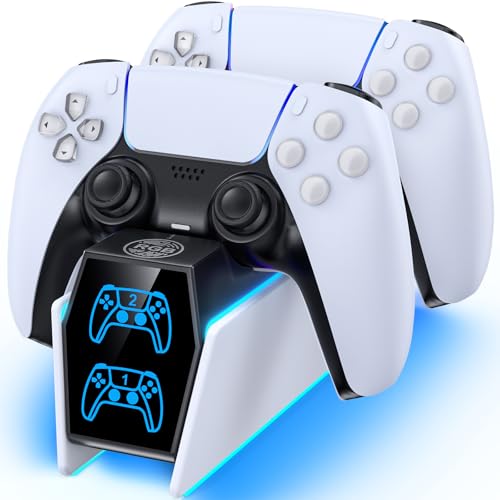 Tokluck Carregador para PS5 comando com cabo, base de carregamento para PS5 e PS5 Edge, carregamento de 2,5 H para PS5 comando para PS5 compatível com PS5 Edge, kits de acessórios para Playstation 5