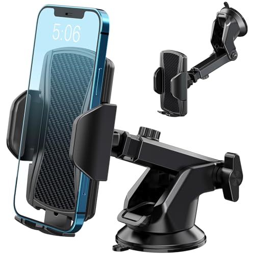 Hoppac Suporte móvel para carro, suporte telemóvel para carro e para-brisas, rotação de 360 graus e libertação de um botão, suporte de telemóvel para telemóvel para telemóvel 4-7 polegadas