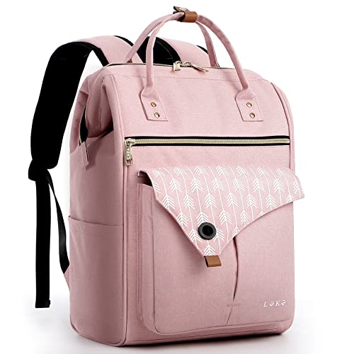 Lekesky - Mochila para computador portátil de 15,6", bolsa de escola, para viagens, negócios, universidade, para mulheres e homens, cor cinza escuro, ROSA, L
