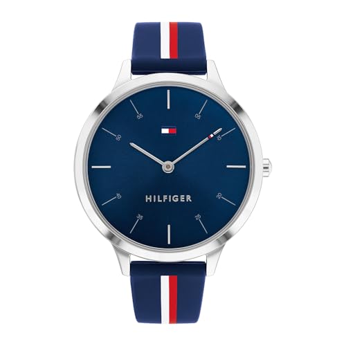 Tommy Hilfiger Relógio analógico de quartzo para mulher com correia de silicone azul - 1782499, Marinha, Desportivo