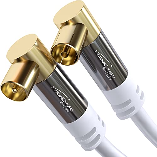 KabelDirekt Cabo antena TV 4K, cabo coaxial de 90° de cotovelo - 1,5 m, TV digital e analógica, disponível em 0,5 - 20 m (tomada em cotovelo/tomada em camada, para DVB-C/DVB-T/DVB-S, branco)