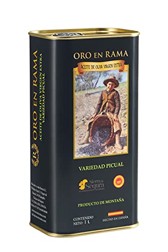 ORO EN RAMA | Azeite de azeitona virgem extra 100% em ponto de jaén | AOVE Premium de primeira prensada a frio | azeite tradicional de montanha | DOP serra de segurança | Nova COLHA 24/25 | 1 L.