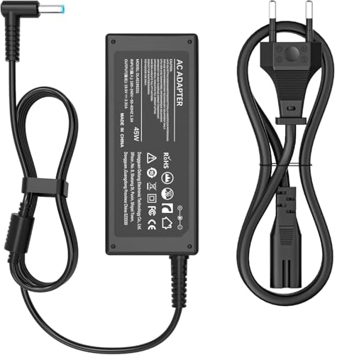shefor Carregador compatível com HP Pavilion X360 11 13 15 Elitebook 820 840 850 G3 G4 G5 Probook 430 440 455 470 G3-G8 Stream Spectre Envy 45W 19.55 V 2.31 A adaptador de ponta azul (4,5 mm x 3 mm)