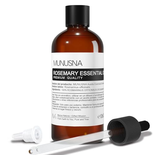 Óleo de alecrim para o cabelo 100 ml, MUNUSNA óleos essenciais para crescimento do cabelo, óleo fragrância de alecrim puro natural para humidificador, difusor Rosemary Oil