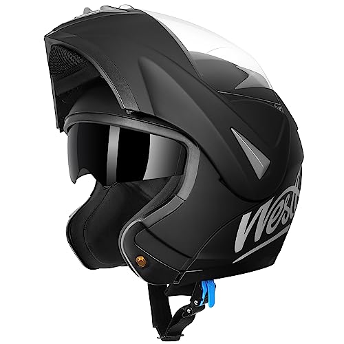 Westt Capacete de motocicleta com certificação ECE 22.06 capacete modular para mulher e homem capacete integral com visor duplo para Chopper, ciclomotor Scooter, tamanhos S-XL