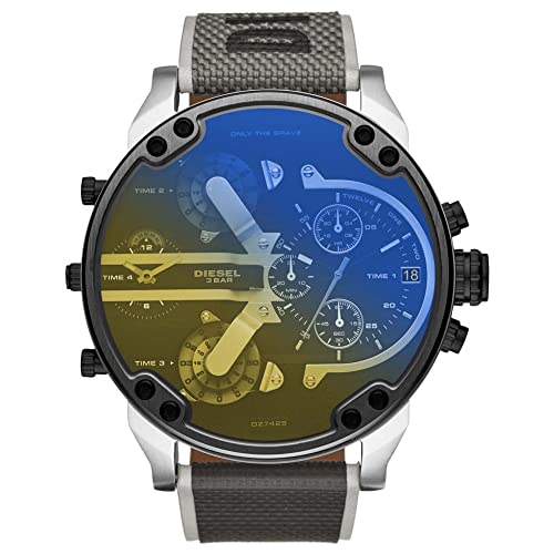Diesel Mr. Daddy Reloj para Hombre, Movimiento multifunción de Cuarzo con Correa de Piel, sintética o Silicona