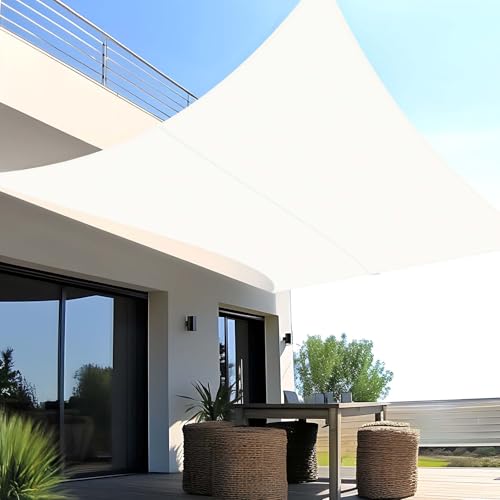 SUNNY GUARD Toldo vela de sombra impermeável, 2,5 x 3,5 m, retangular à prova de vento com proteção UV para pátio, jardim, exteriores, terraço, cor creme