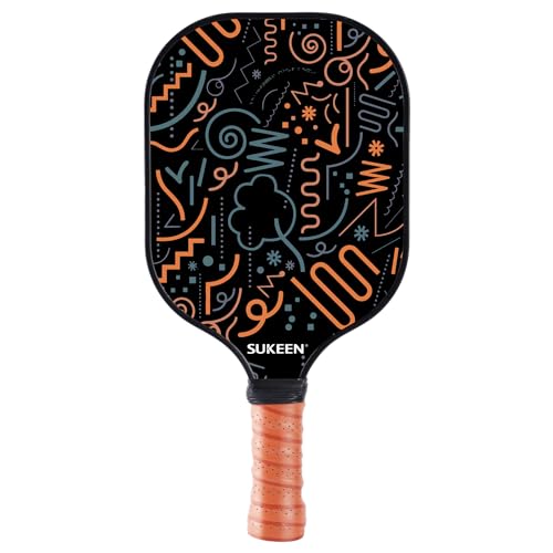 Sukeen Pickleball Paddle, T700 Carbon Fiber Pickleball - pá de pickleball de fibra de carbono, núcleo de favo de mel de polipropileno reforçado de 16 mm, foco em rotação e controlo, desenhado
