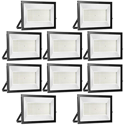 loyal 10 Pack Foco LED exterior 200 W, alto brilho 20000 LM projetor LED iluminação exterior 6000 K branco frio, luz de segurança impermeável IP65, candeeiro LED parede teto para jardim, garagem