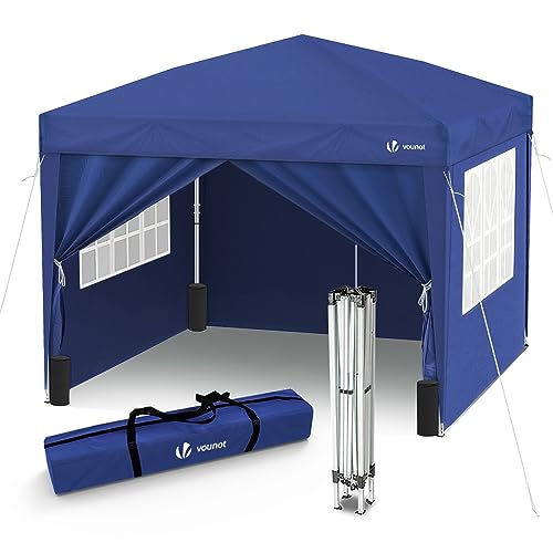 VOUNOT® Tenda dobrável Gazebo 3 x 3 m com 4 paredes e 4 sacos de areia, canteiro, pavilhão de jardim para campismo, festas, exterior, cor azul